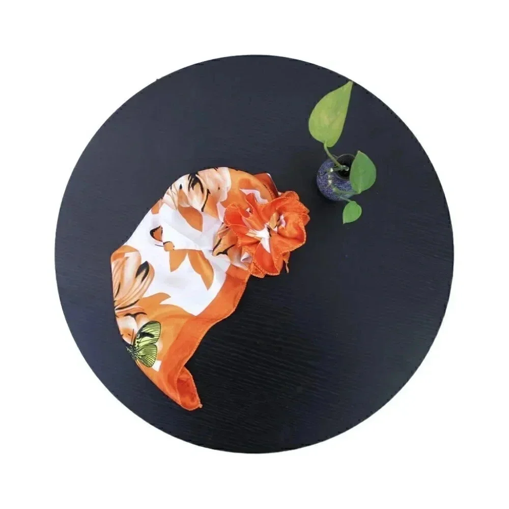 NEW Orange Butterfly & Floral Satin Scarf